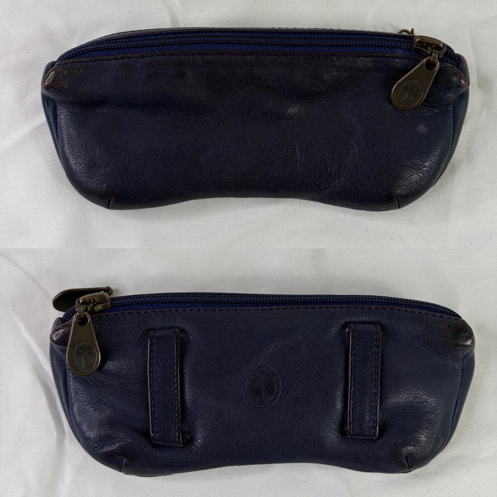 Levenger Blue genuine Leather Double optic Eyeglasses holder with dual compartme